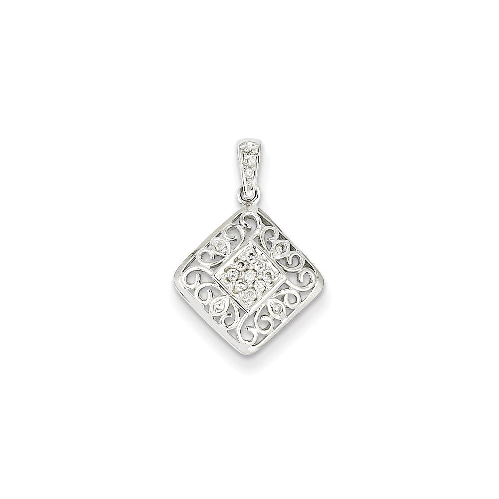14K Weißgold Anhänger mit echtem Diamant