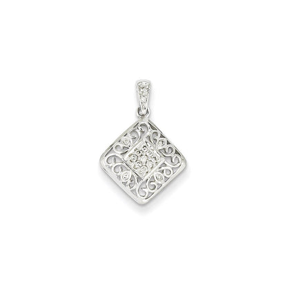 14K Weißgold Anhänger mit echtem Diamant