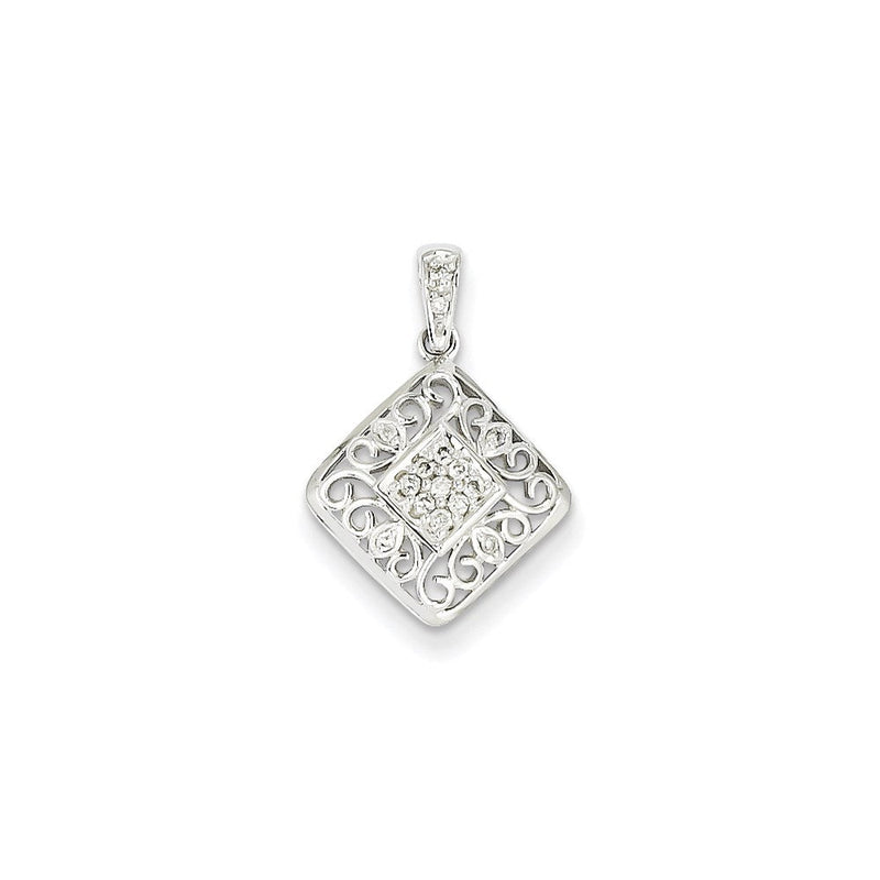 14K Weißgold Anhänger mit echtem Diamant