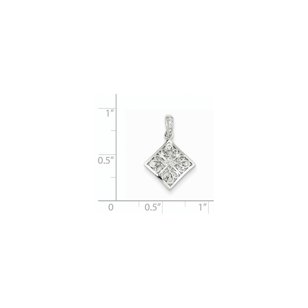 14K Weißgold Vintage-Anhänger mit echtem Diamant