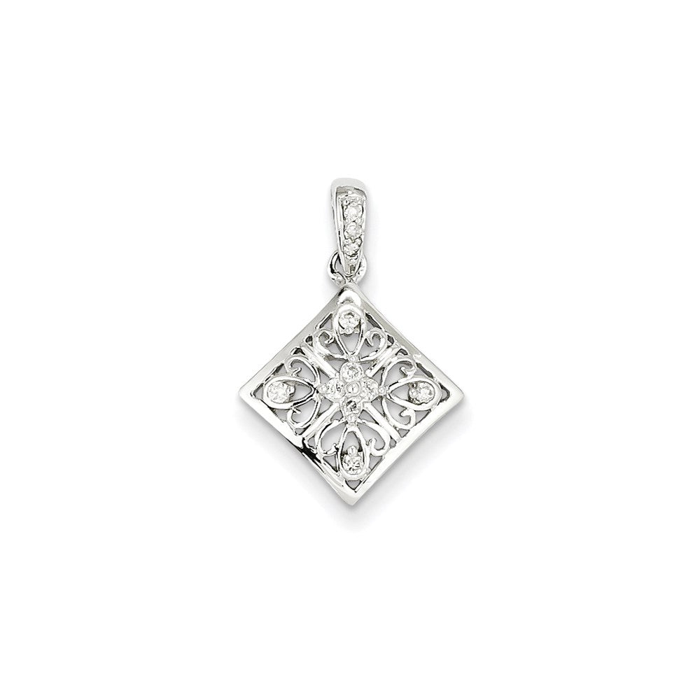 14K Weißgold Vintage-Anhänger mit echtem Diamant