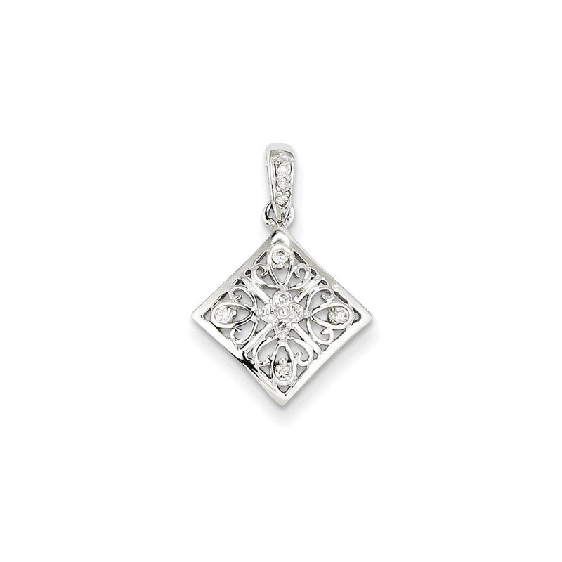 14K Weißgold Vintage-Anhänger mit echtem Diamant