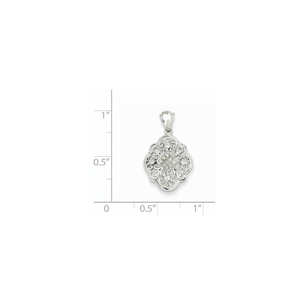 14K Weißgold Diamant-Anhänger im Vintage-Stil
