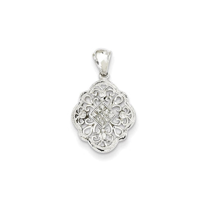 14K Weißgold Diamant-Anhänger im Vintage-Stil