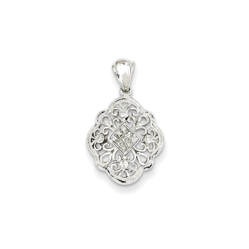 14K Weißgold Diamant-Anhänger im Vintage-Stil