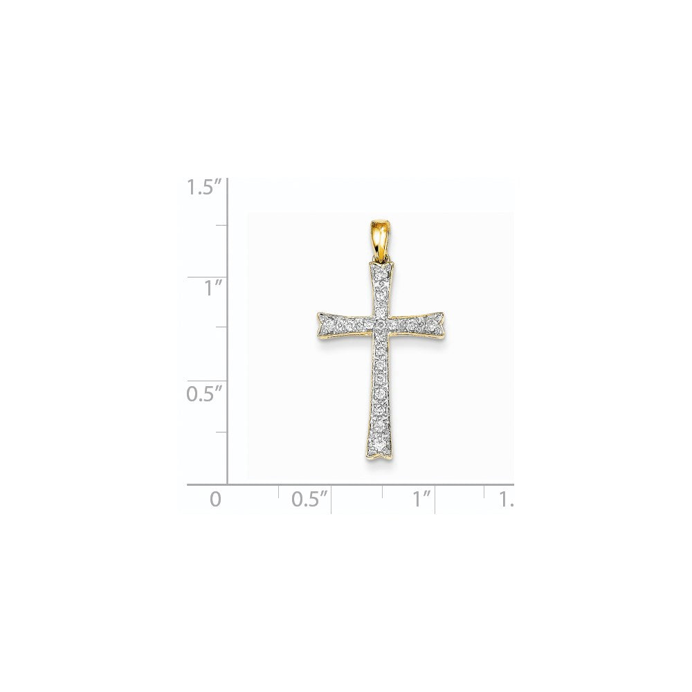 14K Gelbgold Anhänger mit echtem Diamant-Kreuz