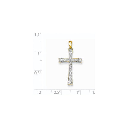 14K Gelbgold Anhänger mit echtem Diamant-Kreuz