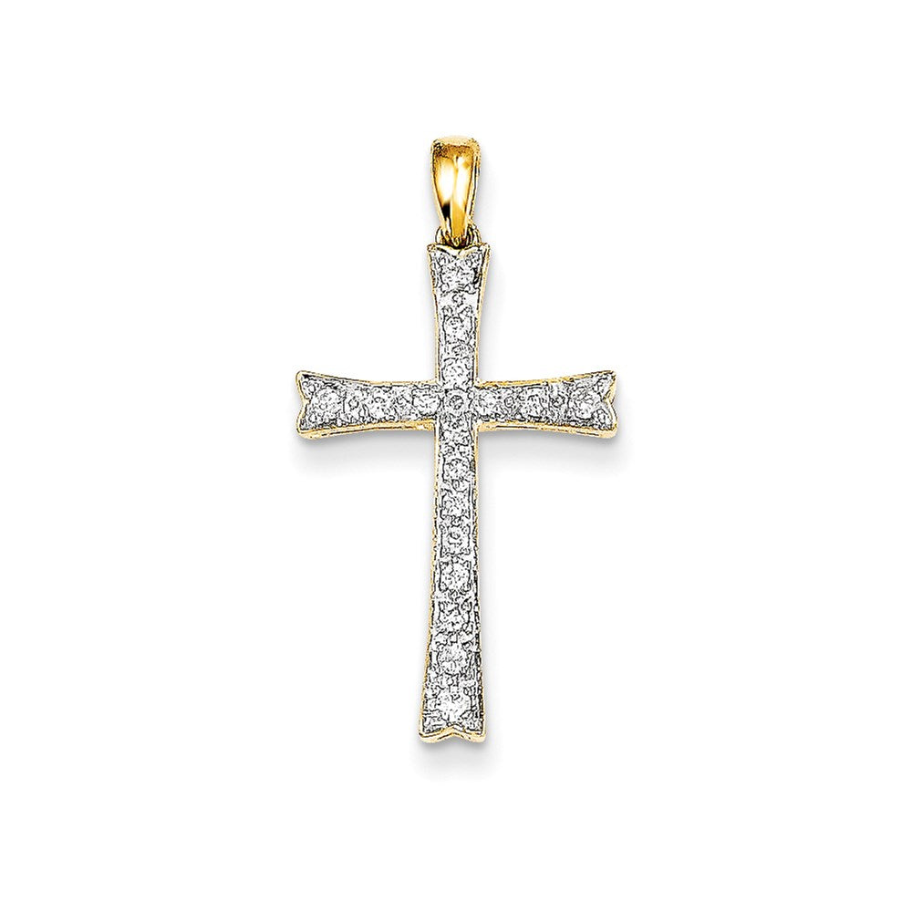 14K Gelbgold Anhänger mit echtem Diamant-Kreuz