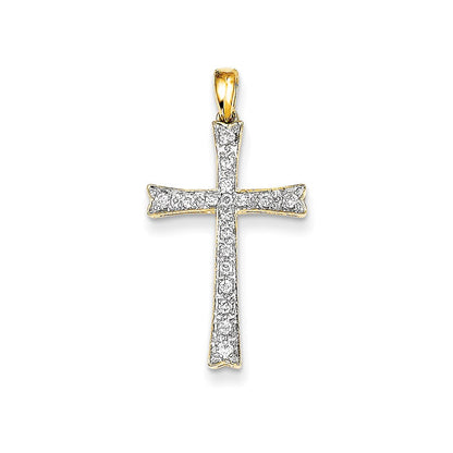 14K Gelbgold Anhänger mit echtem Diamant-Kreuz