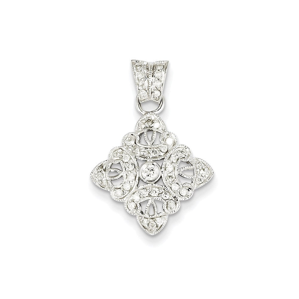 14K Weißgold Vintage-Anhänger mit echten Diamanten