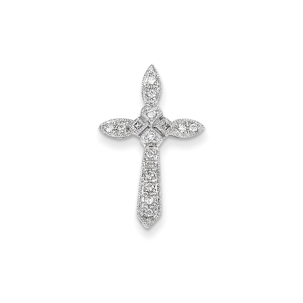 14K Weißgold Diamant-Kreuzanhänger