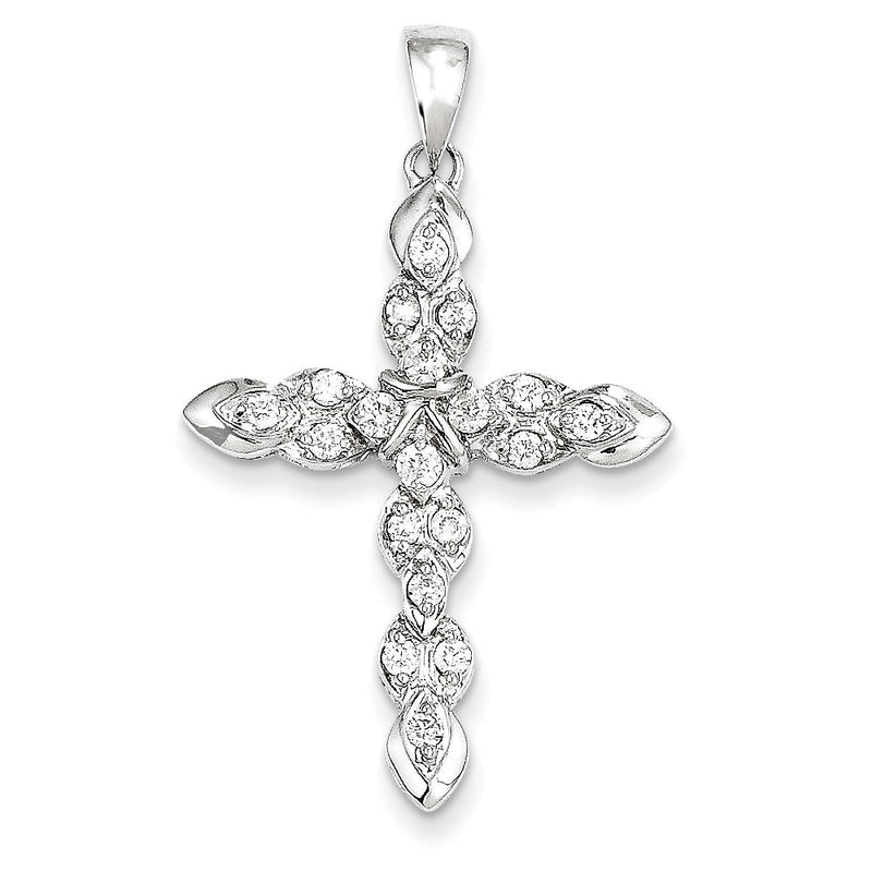 14 Karat Weißgold Echtdiamant-Kreuzanhänger