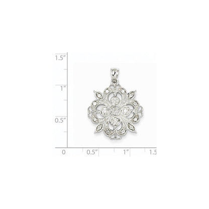 14K Weißgold Filigran-Anhänger mit echtem Diamant