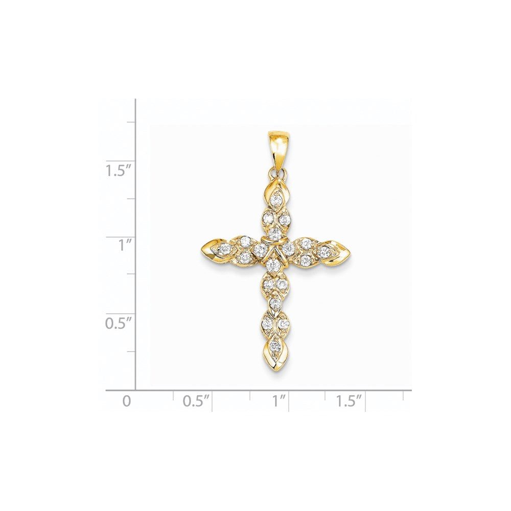 14K Gelbgold Kreuzanhänger mit echten Diamanten