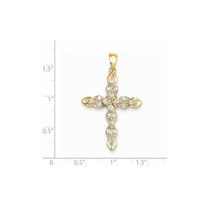 14K Gelbgold Kreuzanhänger mit echten Diamanten