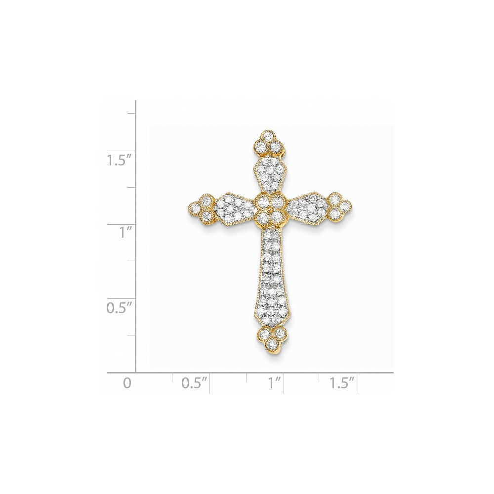 14K Gelbgold Kreuzanhänger mit echten Diamanten