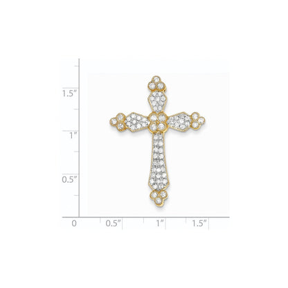 14K Gelbgold Kreuzanhänger mit echten Diamanten