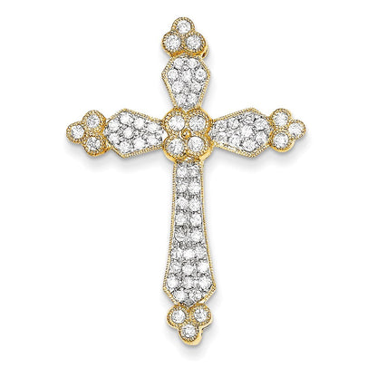 14K Gelbgold Kreuzanhänger mit echten Diamanten