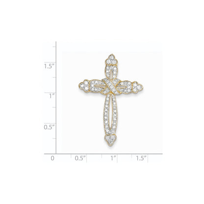 14K Gelbgold Kreuzanhänger mit echten Diamanten