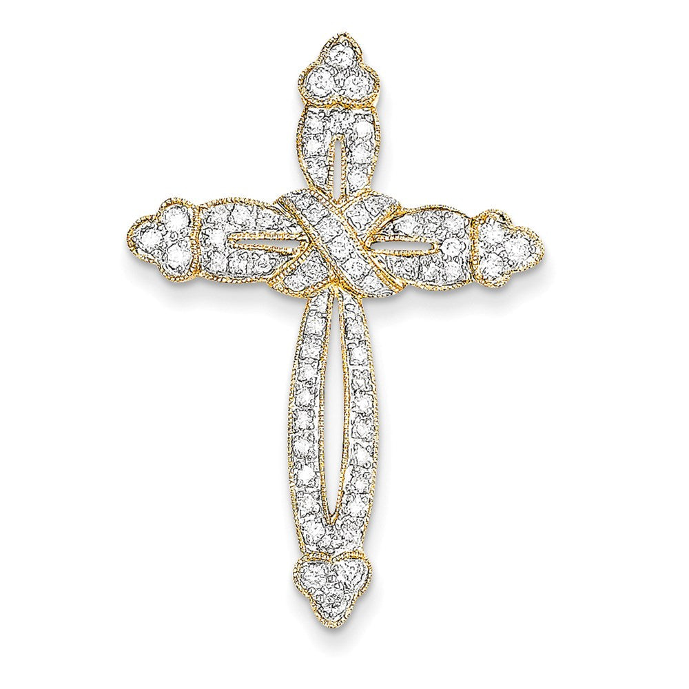 14K Gelbgold Kreuzanhänger mit echten Diamanten