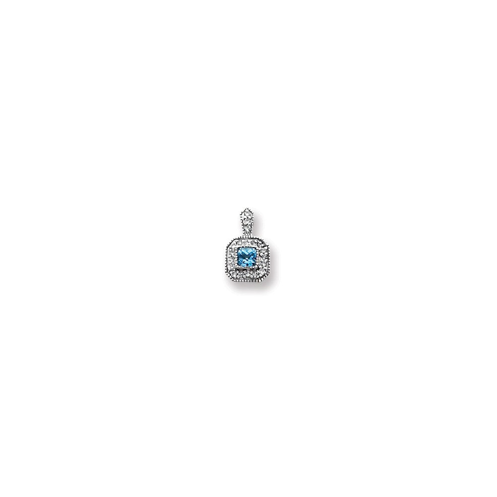 14K Weißgold Blautopas und Echt Diamant