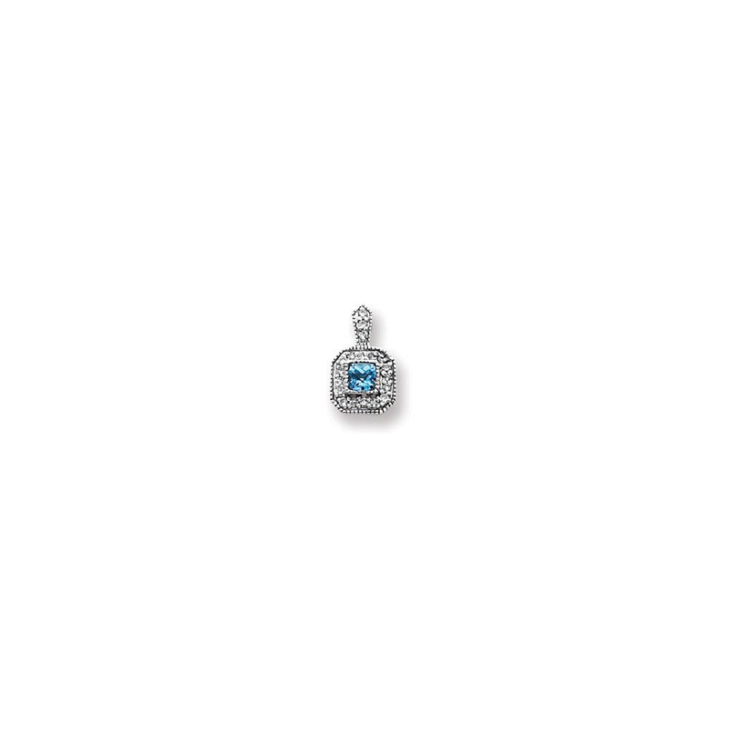 14K Weißgold Blautopas und Echt Diamant