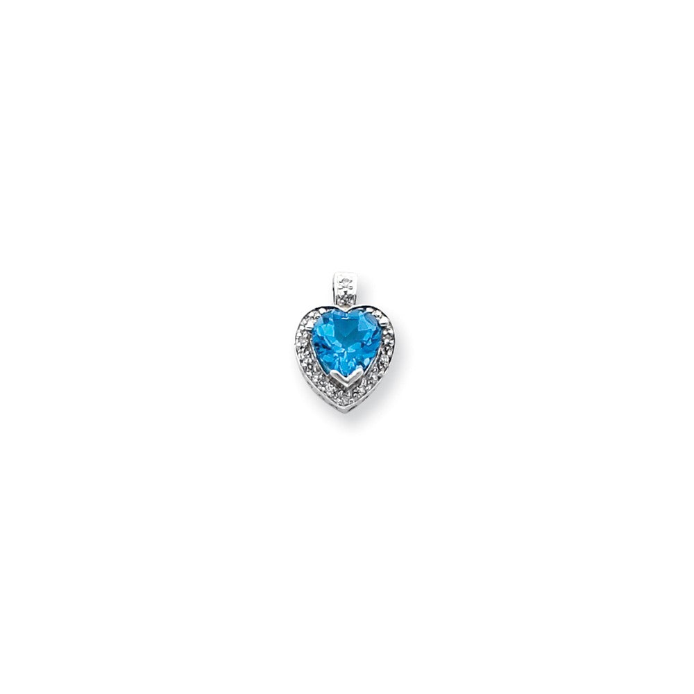 14K Weißgold Blautopas und Diamant