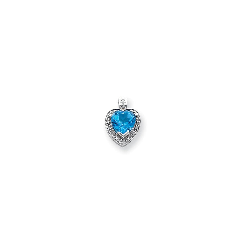 14K Weißgold Blautopas und Diamant