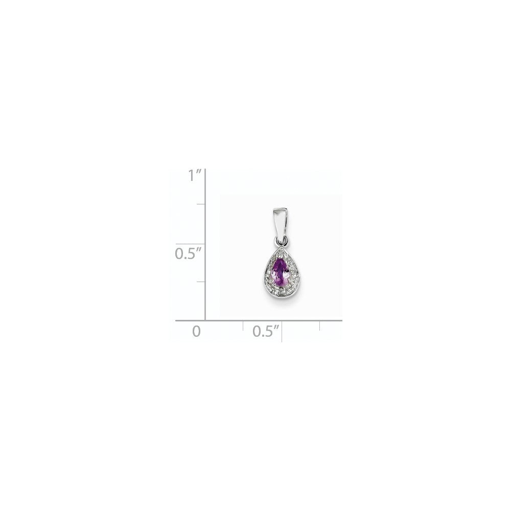 14 Karat Weißgold Anhänger mit echtem Diamant und rosafarbenem Saphir
