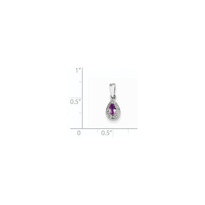 14 Karat Weißgold Anhänger mit echtem Diamant und rosafarbenem Saphir