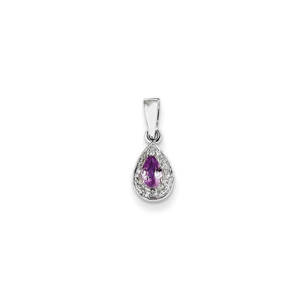 14 Karat Weißgold Anhänger mit echtem Diamant und rosafarbenem Saphir