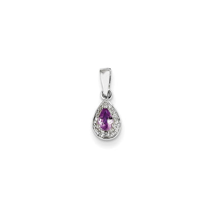 14 Karat Weißgold Anhänger mit echtem Diamant und rosafarbenem Saphir