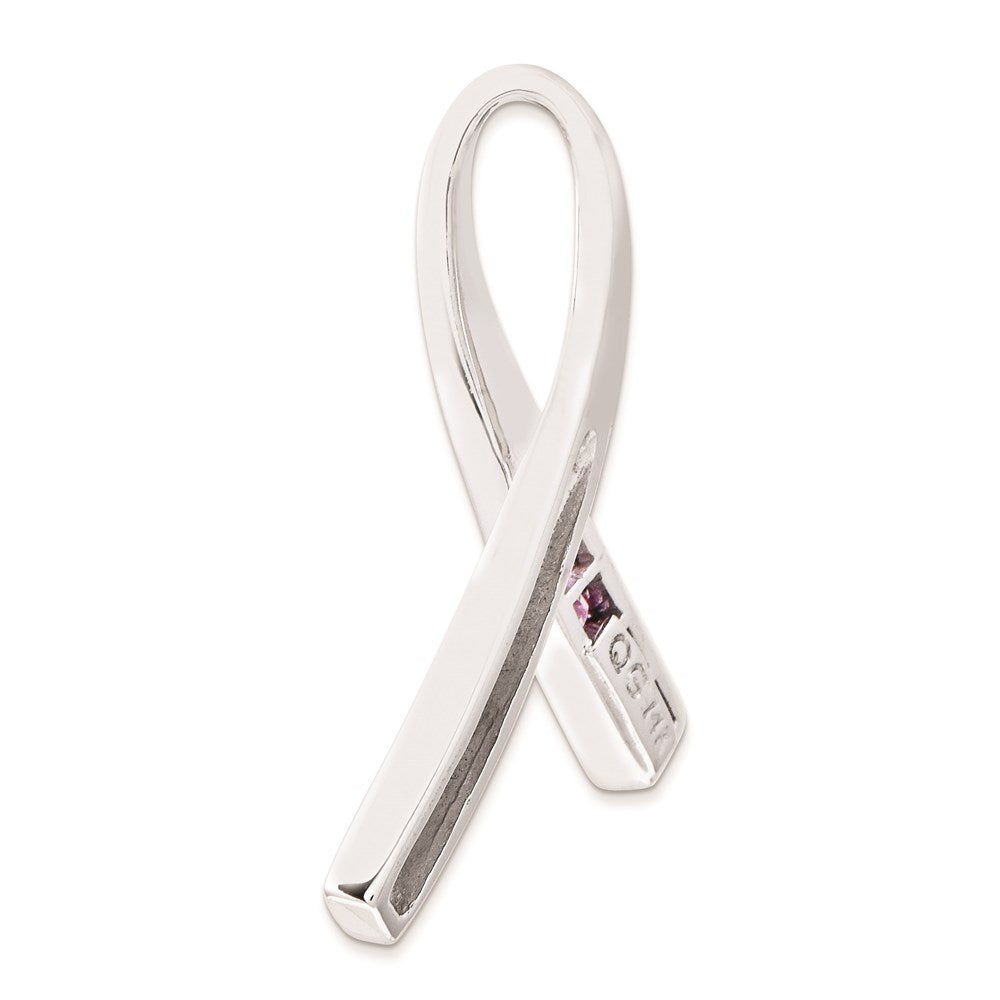 14 Karat Weißgold Anhänger mit echtem Diamant und rosa Saphir