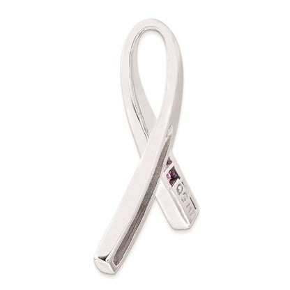 14 Karat Weißgold Anhänger mit echtem Diamant und rosa Saphir