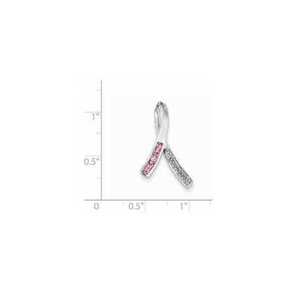 14 Karat Weißgold Anhänger mit echtem Diamant und rosa Saphir
