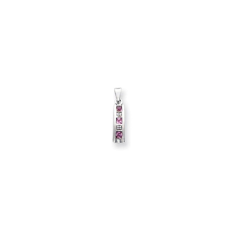 14K Weißgold Anhänger mit echtem Diamant und rosa Saphir