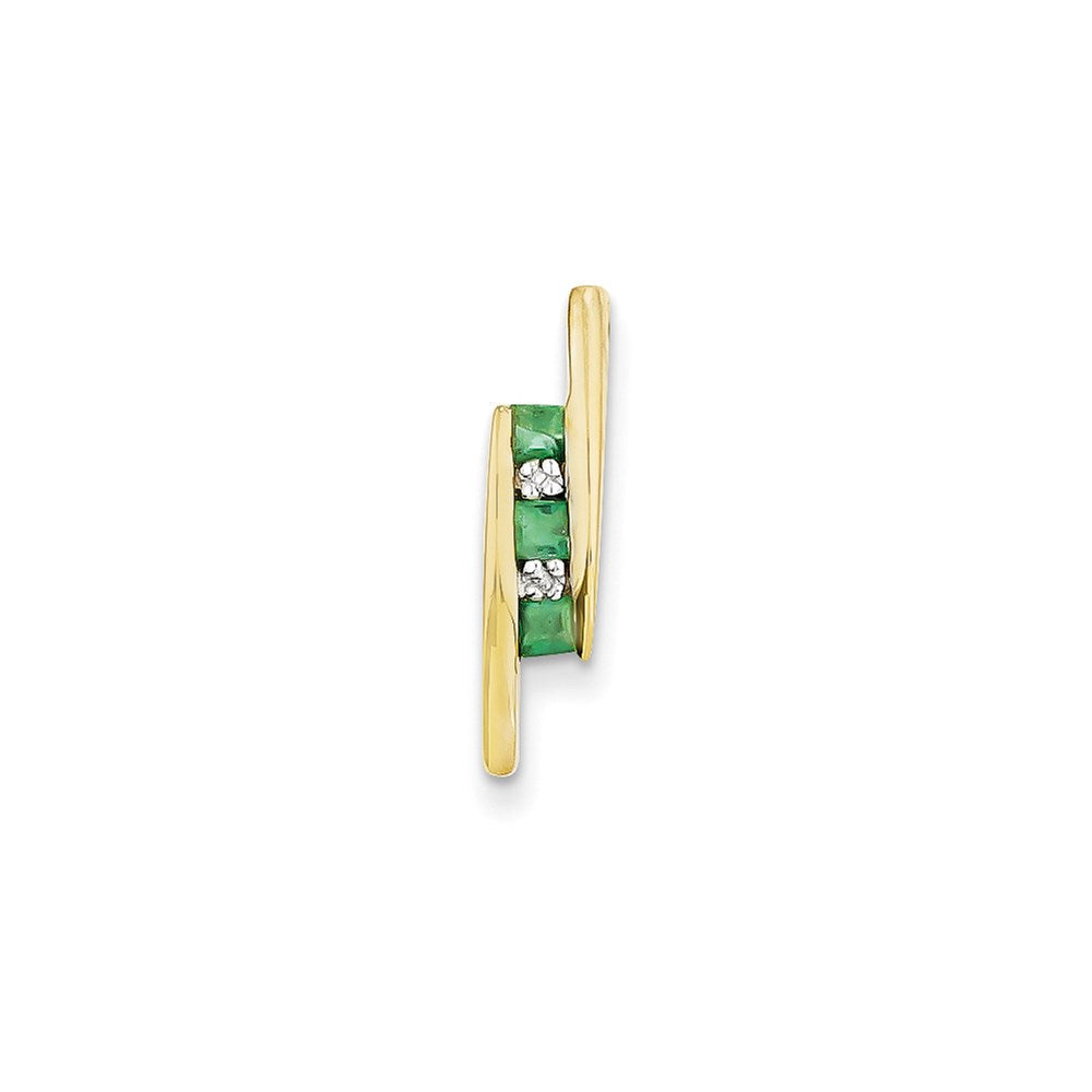 14K Gelbgold Anhänger mit echtem Diamant und Smaragd