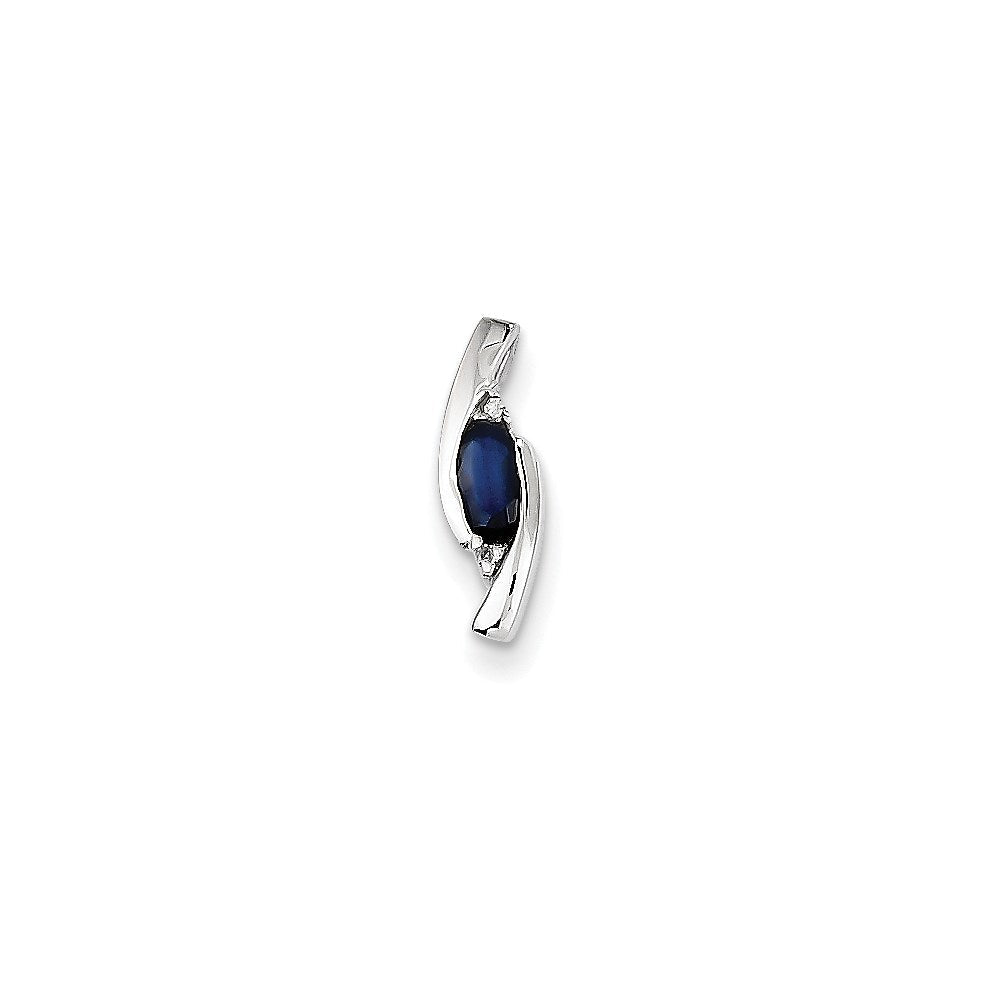 14K Weißgold Anhänger mit echtem Diamant und Saphir