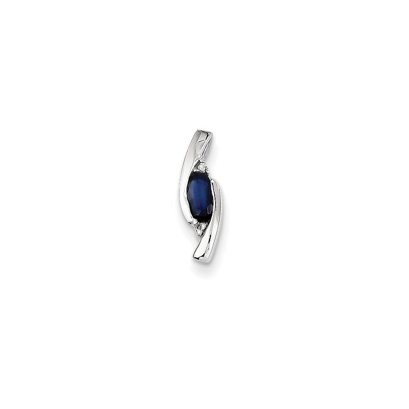 14K Weißgold Anhänger mit echtem Diamant und Saphir