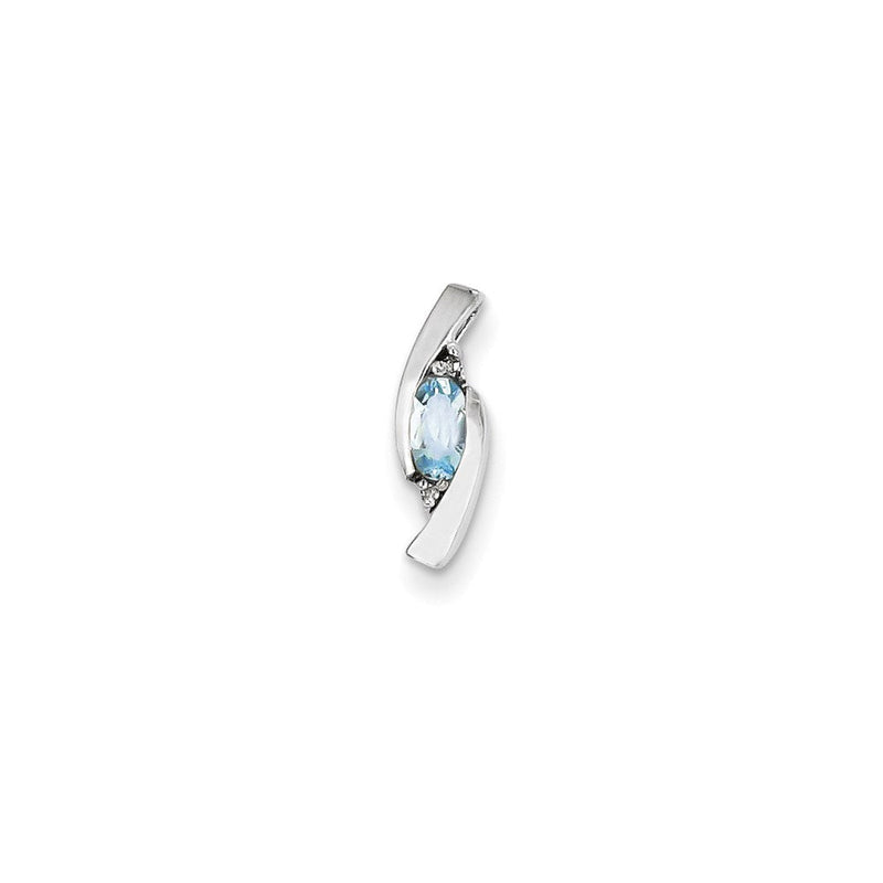 14K Weißgold Diamant- und Aquamarin-Anhänger