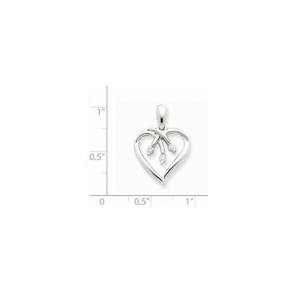 14K Weißgold Herz-Anhänger mit drei Diamanten