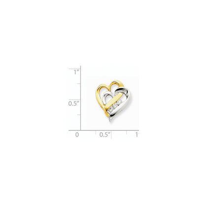 14K Gelbgold Bicolor Echt Diamant Herz Kette Anhänger