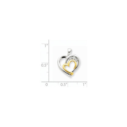 14K Gelbgold Bicolor Herzanhänger mit echten Diamanten