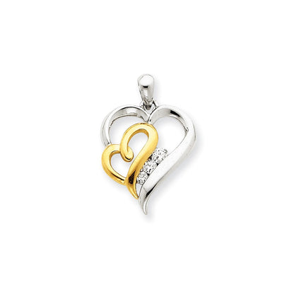 14K Bicolor Diamant-Herzanhänger