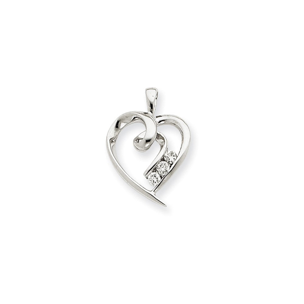 14K Weißgold Herzanhänger mit echtem Diamant