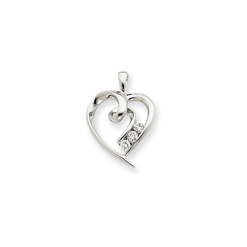 14K Weißgold Herzanhänger mit echtem Diamant