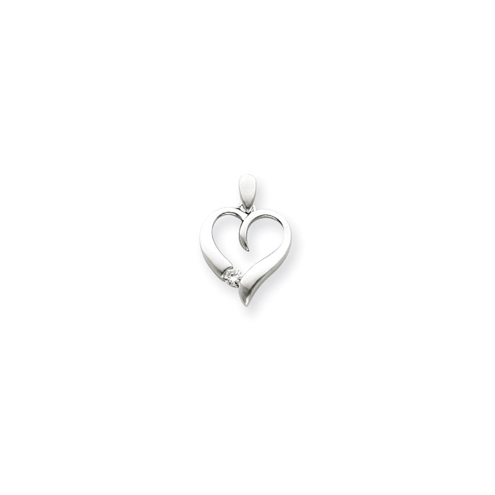 14K Weißgold Diamant-Herz-Anhänger