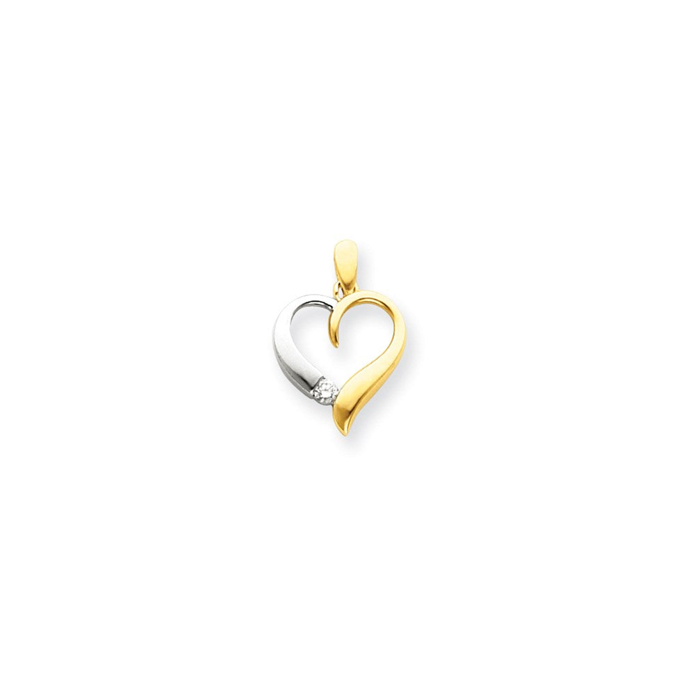Herzanhänger mit echtem Diamant aus 14K Bicolor-Gold