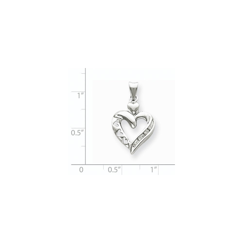 14K Weißgold Herzanhänger mit echten Diamanten