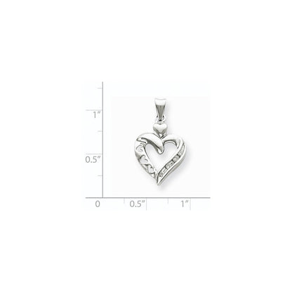14K Weißgold Herzanhänger mit echten Diamanten